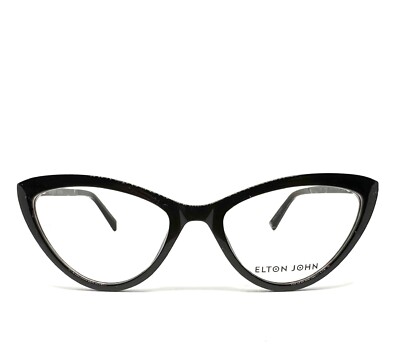 Brand New Elton John Black Eyeglass Frames 56-19-140 #724