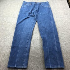 Wrangler Jeans Mens 36x32 Blue Denim Cowboy Cut Straight Leg Made in USA 31MWZDN
