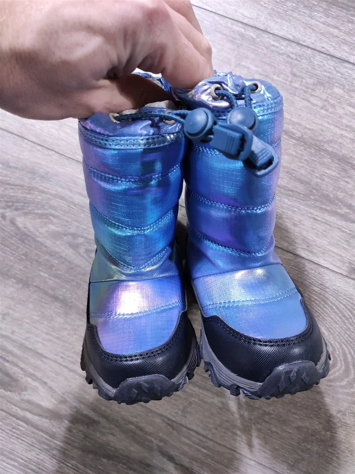 Botas Lands End Niños Pequeños Niñas Niños Talla 8 Azul Iridiscente Invierno Nieve Zapatos Foto 2 de 4