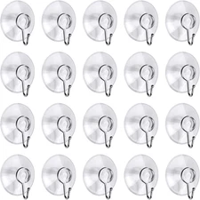 20 Packs Suction Cup Hooks, 1.77 Inches Universal Clear PVC Suction Cups for ...