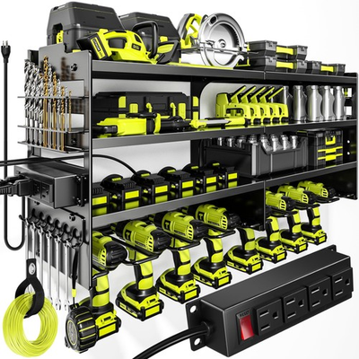 #ad Heavy Duty Wall Mount Tool Organizer with Charging Station amp; 8 Drill Holders $83.36