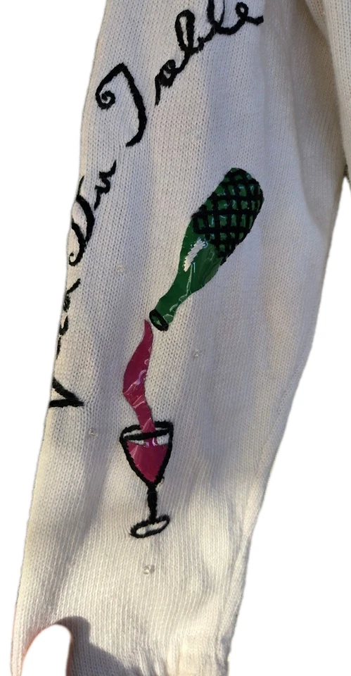 MICHAEL SIMON 1994 ARTISTA BLANCO MONA LISA FINO VINO SUÉTER TALLA GRANDE 🔥 RARO Foto 3 de 4