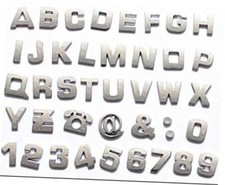 1 Set 40 Pcs Silver Car Logo Auto 3D Chrome Decal Emblem Badge Sticker Number