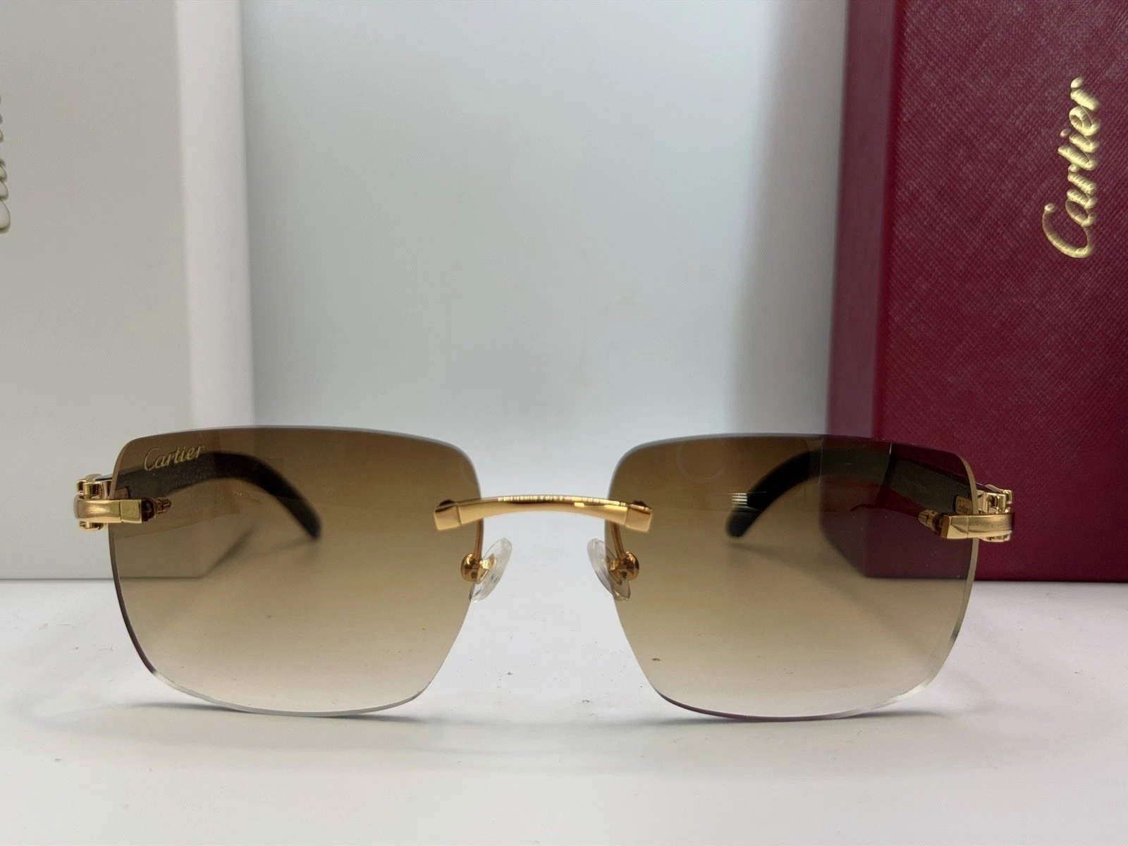 Cartier — Cartier  C decor Buffs CT0046S in Gold white Horn Gradient Brown Lens
