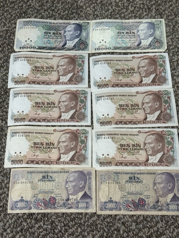 Central Bank Of Turkey 1970 Obsolete Lira Banknotes