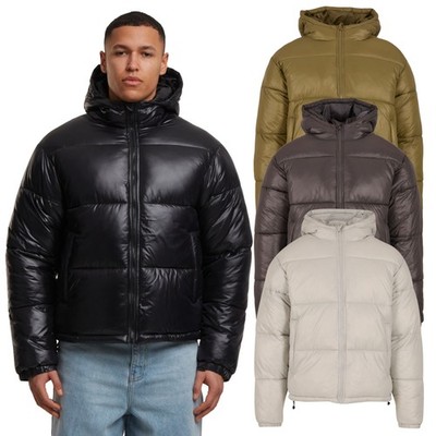 Urban Classics Shiny Puffer Jacket With Hood Herren Regular Kurz Steppjacke Neu