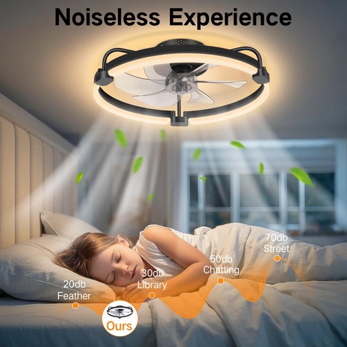 OUTON 20" Ceiling Fan with Light, Remote & App Control, Fandelier Low Profile... - Picture 8 of 9