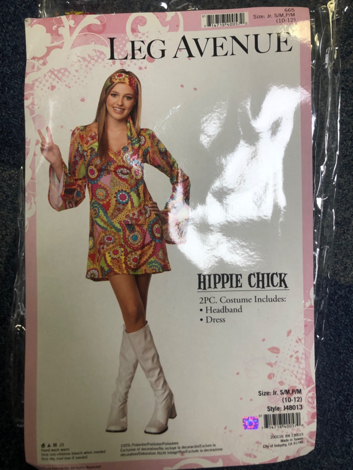New Hippie Chick flower child dress age 10-12 Leg Avenue Costume Girl Festival