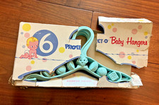 Vintage Package of 6 Protect-O Baby Plastic Blue Clown Hangers in Original Box