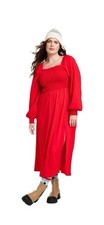 La Ligne x Target Red Smocked Maxi Dress Long Sleeves Women’s Size XL