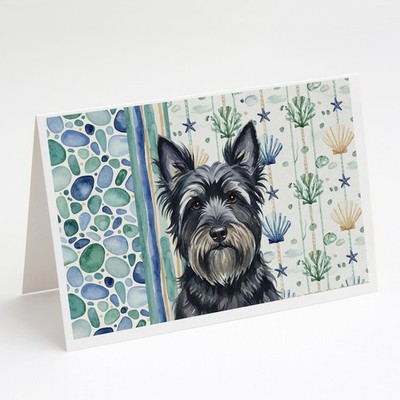 Caroline's Treasures Black Skye Terrier Coastal Sea Glass Greeting Cards Pk 8