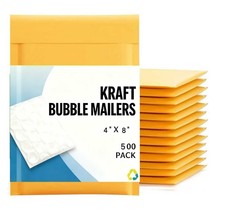 500 PCS 000 4"x8" KRAFT BUBBLE MAILERS PADDED SELF SEAL SHIPPING BAGS ENVELOPES