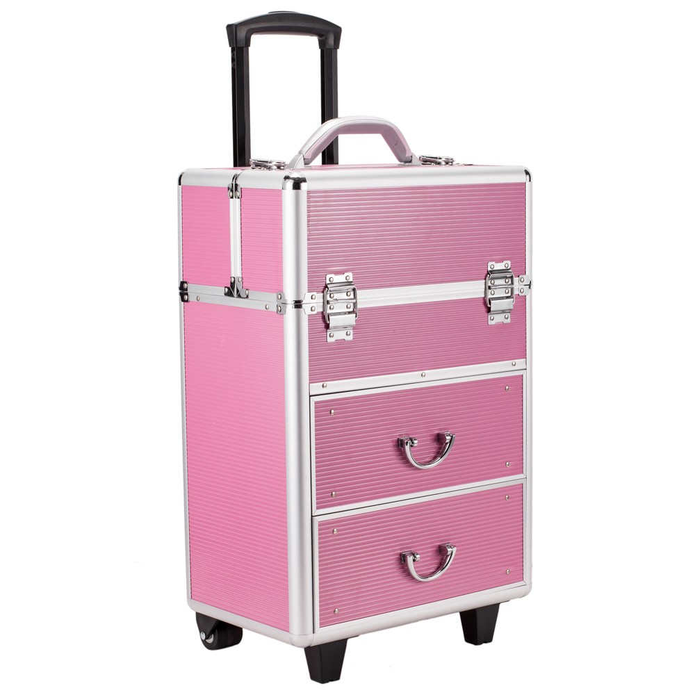 Portable Makeup Train Case Professional Cosmetic Trolley Travel Vanity Organizer