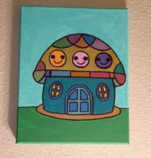 Handpainted House Original Acrylic Painting On Canvas 8x10" Signed By Artist 