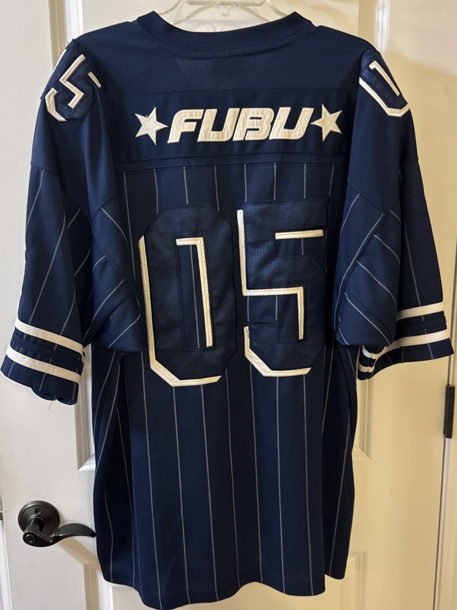 FUBU Jersey Shirt Mens 2XL Blue Pinstripe 05 Sports XXL