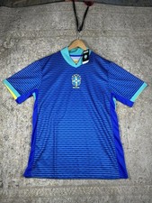 NWT Brazil 2024 Away Soccer Jersey Blue Wave Pattern Men's Size XXL - Unbranded