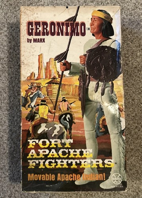 #ad Vintage 1967 Geronimo Marx Action Figure Fort Apache Fighters w accessoriesbox $97.95