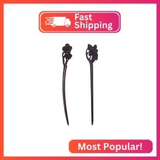WEBEEDY 2 PCS Wooden Hair Stick for Buns, Handmade Carved Hairpin Hair Fork Vint