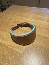 Collare in pelle imbottito per cani e cavalli levriero marrone e acqua xs