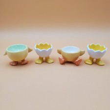 Cracked Egg Cup Holders Duck Chicken Feet 1.5"-2" Tall Ceramic
