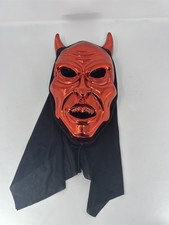 Red Metallic Devil Mask Halloween Costume Horror Shiny Chrome Satan Prop