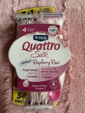 Women’s Schick QUATTRO SILK Disposable Razors 4 PACK ~ Skintimate RASPBERRY RAIN