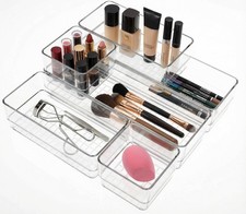 6 PCS Clear Plastic Drawer Organizer Set, 2 Sizes Acrylic Drawer Storage Trays