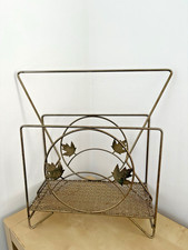 Magazine book record Rack Metal Wire Mesh maple leaf Metal Vintage mcm 50s