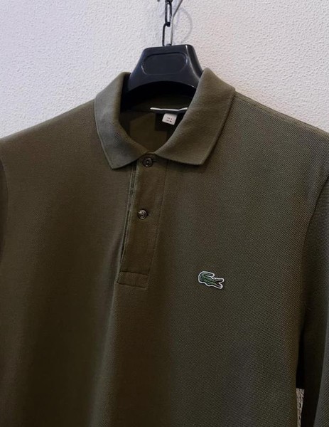 Men Lacoste Shirt Khaki Cotton L