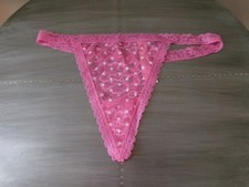 Victoria's Secret DAHLIA Lacie PINK DOT Thong V-String Pink Lace Medium NWT