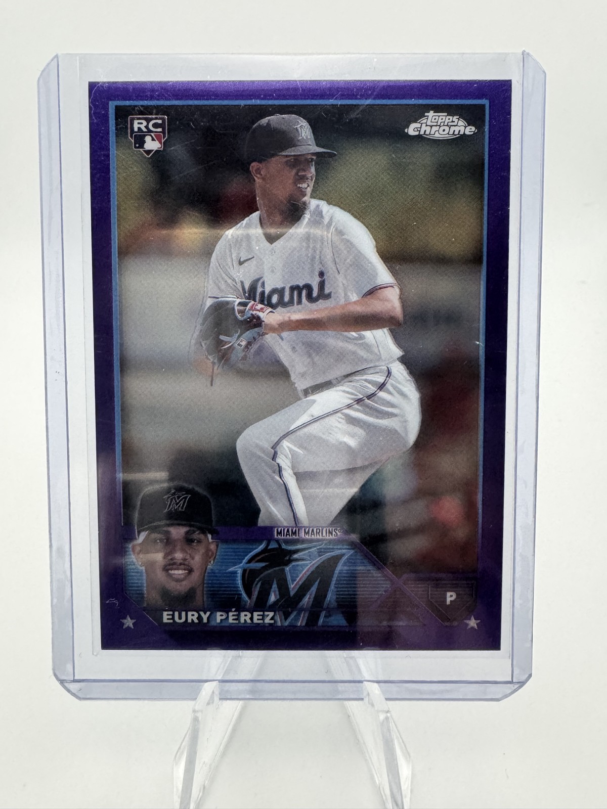 2023 Topps Chrome Update Series - Eury Perez #USC100 Purple Refractor /250 (RC)