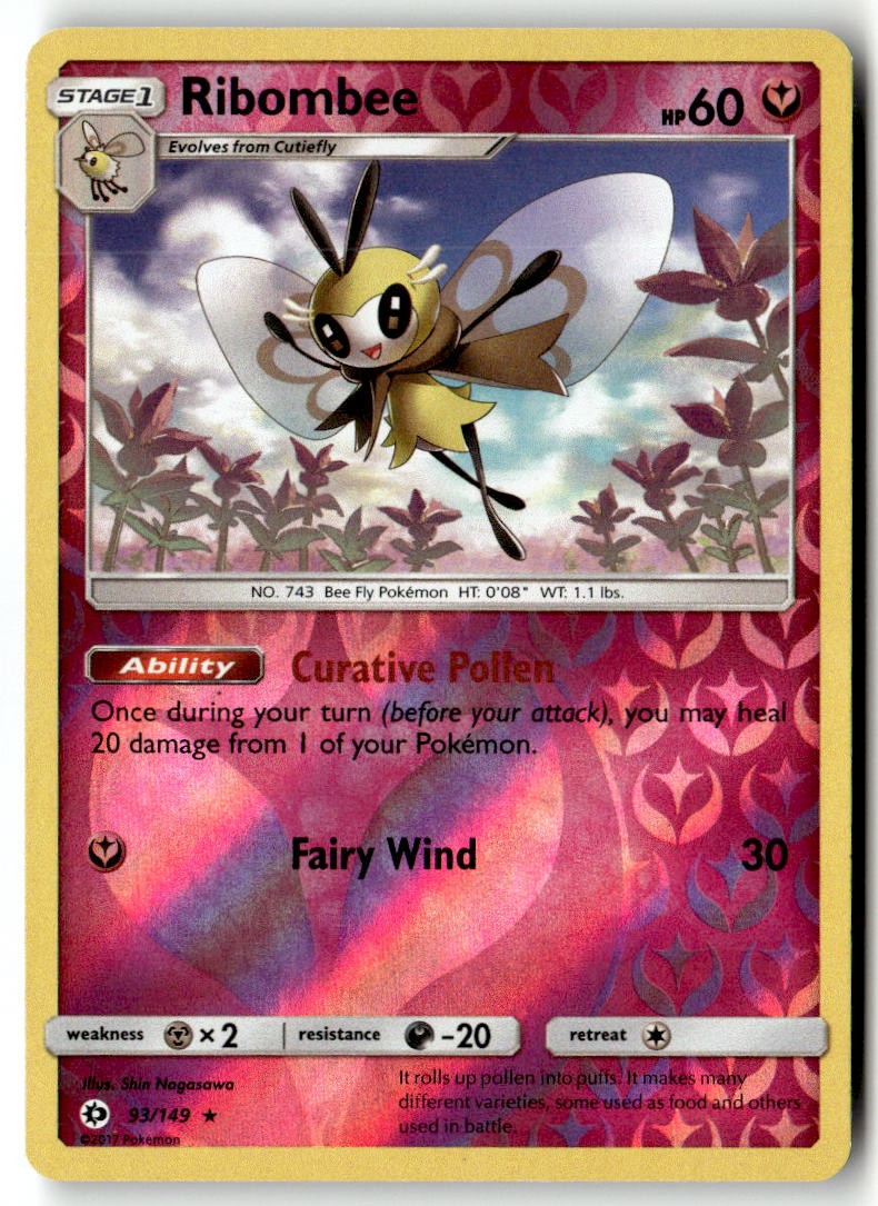 Ribombee 93/149 Reverse Holofoil - SM Base Set - PTCG - LP