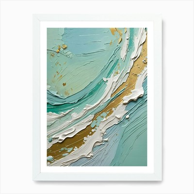 Gold und Türkis Abstrakt Nr4 Kunst Gerahmt Wandbild Poster Leinwanddruck Bild