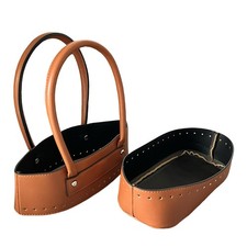 2 Pieces Handbag Base with Handle Stitched Hardware Structured for Leathercraft