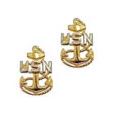 Navy E7 Chief Petty Officer Brite Pin-On Collar Device (PAIR)