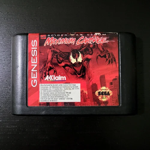 Maximum Carnage (Sega Genesis, 1994) **Tear on top of label