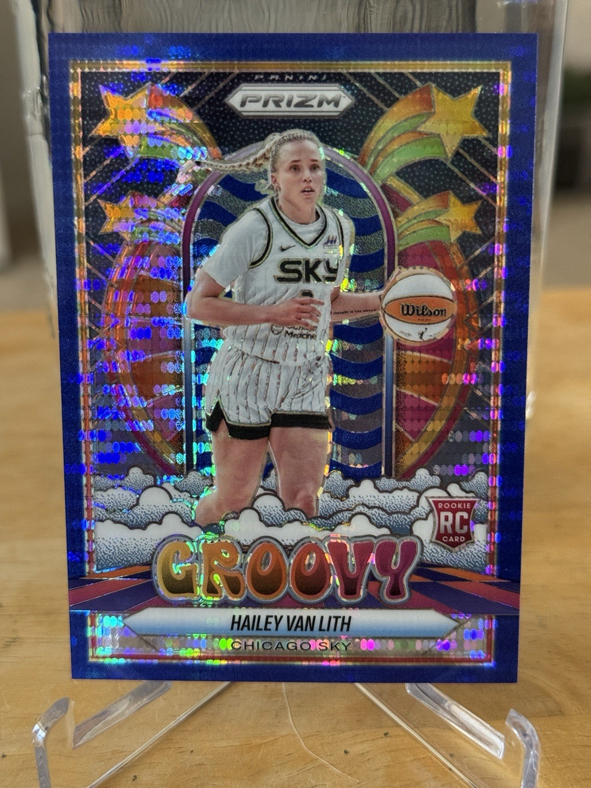 2025 Panini Prizm WNBA Hailey Van Lith Groovy #14 Blue Pulsar Prizm 103/199 (RC)