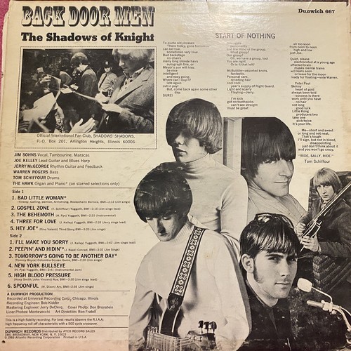 THE SHADOWS OF KNIGHT Back Door Men LP DUNWICH 667 OG mono rare garage - Picture 2 of 4