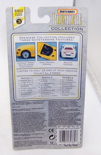 1:64 MATCHBOX 1995 PREMIERE SERIES #3 CORVETTE GRAND SPORT BLUE 35362-3 NIP - Picture 3 of 3