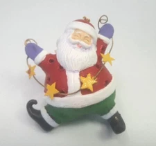 Dansk Santa Ornament Figure Handpainted Metal Whimsical Tin Phillipines Vtg 3.5"