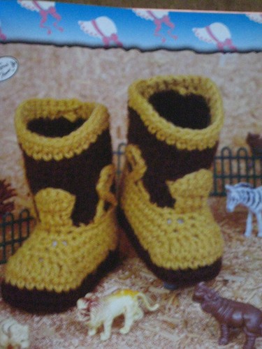 Buckaroo booties for child; (#AF-45) vintage  crochet  pattern