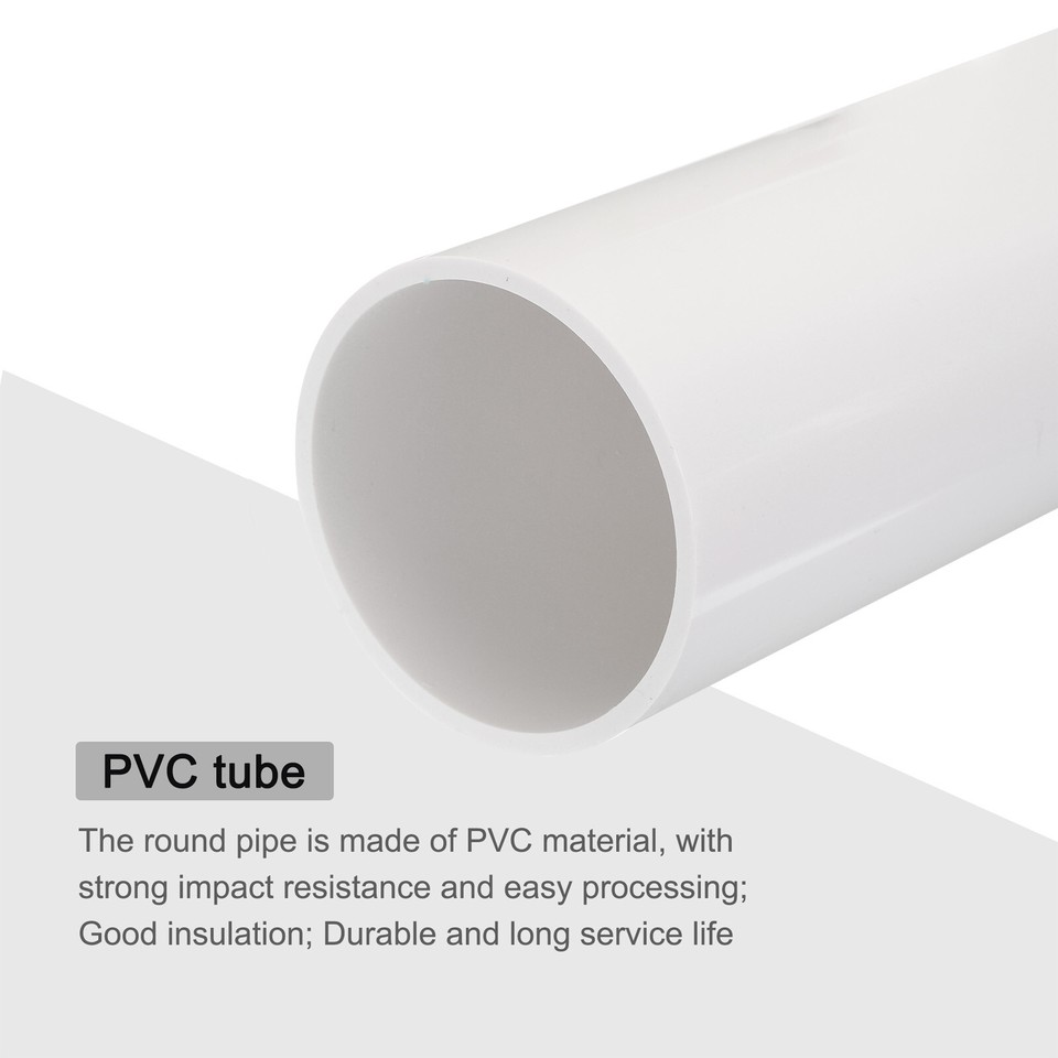 PVC Rigid Round Pipe 81.4mm ID 90mm OD 20cm/8" Length White High Impact