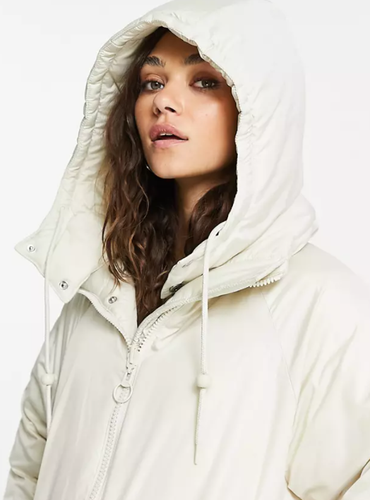 TOPSHOP Cream Reversible Longline Hooded Puffer Jacket Size UK 6 - Picture 3 of 3
