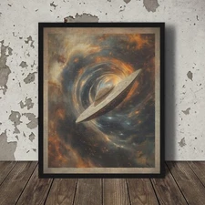Vintage UFO SPACE TRAVEL Wall Art, NHI Alien Wormhole Poster, Sci-fi UAP Decor