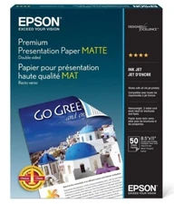 Epson Premium Presentation Paper MATTE (8.5x11 Inches, Double-sided, 50 Sheets)