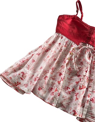 Top Bustier Rouge Imprimé Floral Marithé Et François Girbaud - Taille 38, Coton, Occasion Très Bon état