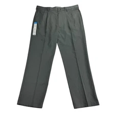 Haggar Mens Big & Tall Cool 18 Pro Classic Fit Pleated Dress Pants Gray 40x32