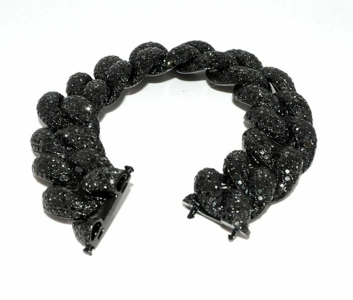Brazalete de eslabones de circonita cúbica negra de 6,66 quilates para hombre en plata chapada en rodio negro Foto 3 de 4