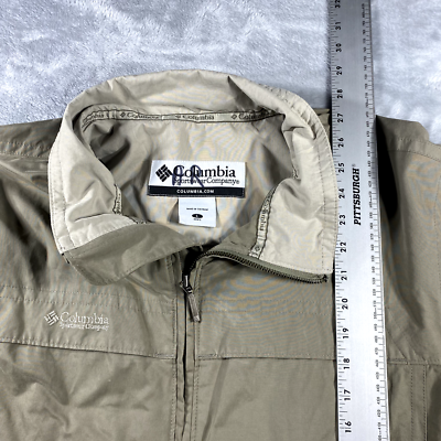 Columbia Mens L Outdoor Full Zip Jacket Tan Water Wind Columbia Mens L Outdoor Full Zip Jacket Tan Water Wind