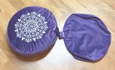 Buckwheat Large Meditation Cushion Zafu Yoga Floor Pillow w/ Cover 16"x16"x5.5"